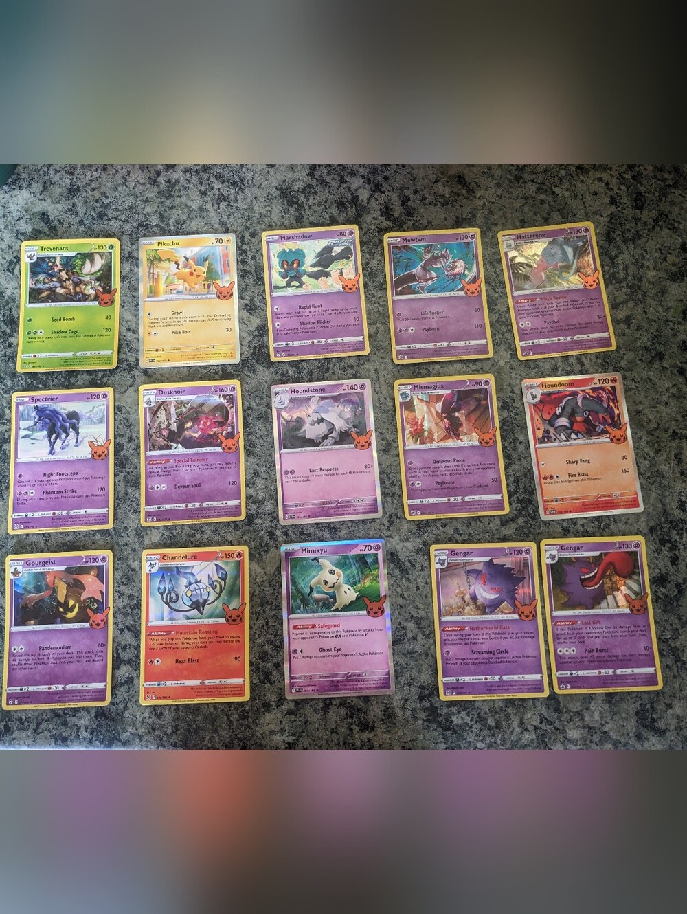 Set Of 15 Halloween Holo Rare Pokemon Cards
